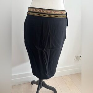 The Kooples Black and Gold Midi Skirt